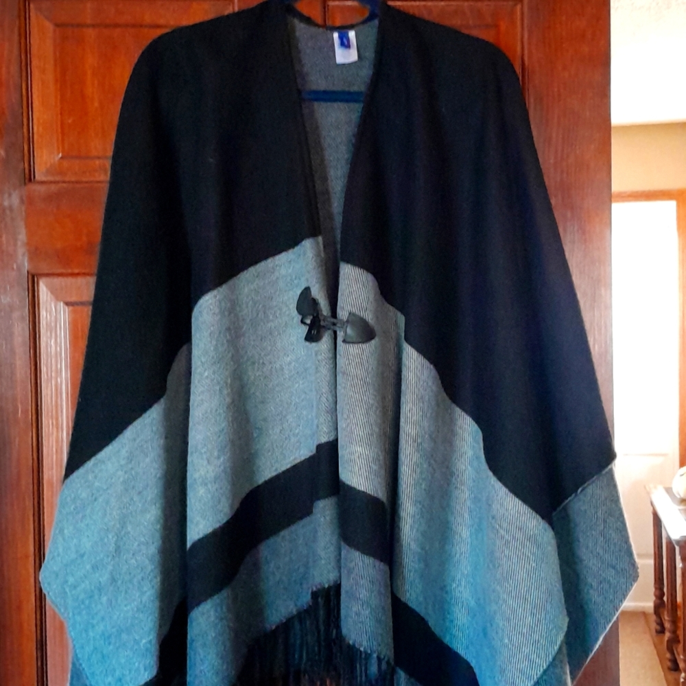 Black and gray poncho